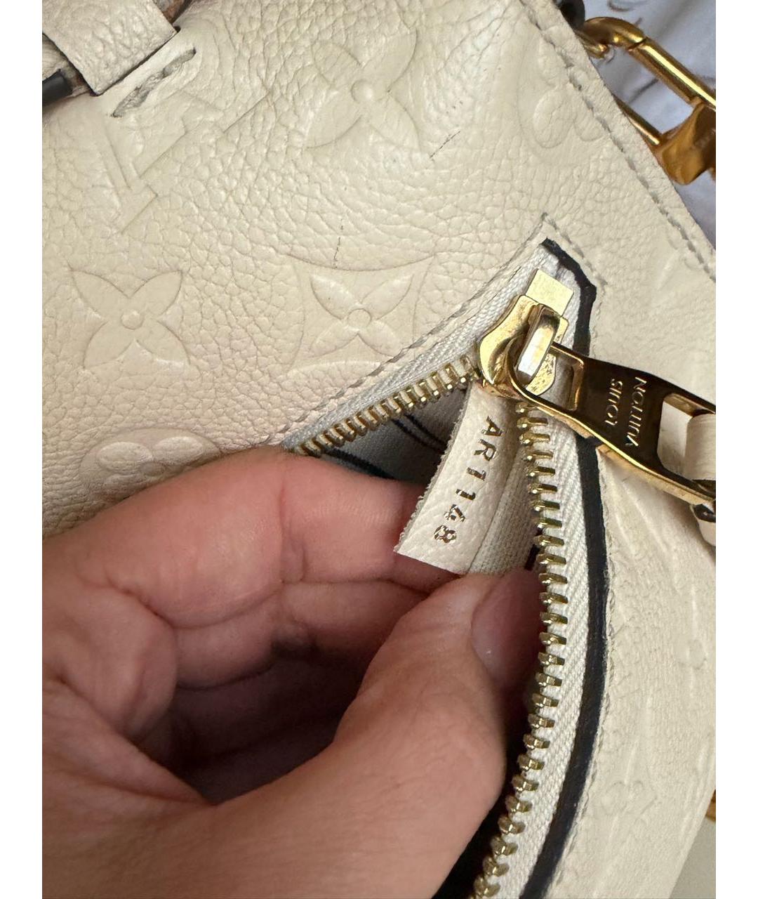 LOUIS VUITTON Бежевая кожаная сумка через плечо, фото 6