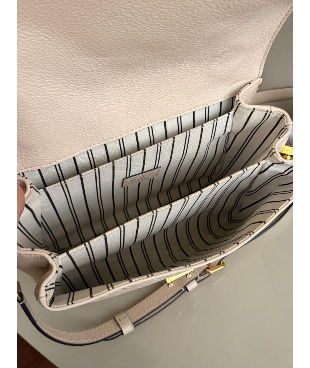 LOUIS VUITTON Бежевая кожаная сумка через плечо, фото 4
