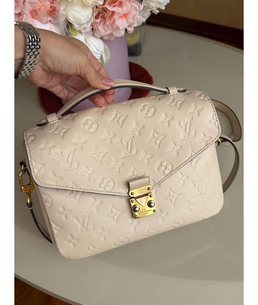 LOUIS VUITTON Бежевая кожаная сумка через плечо, фото 2