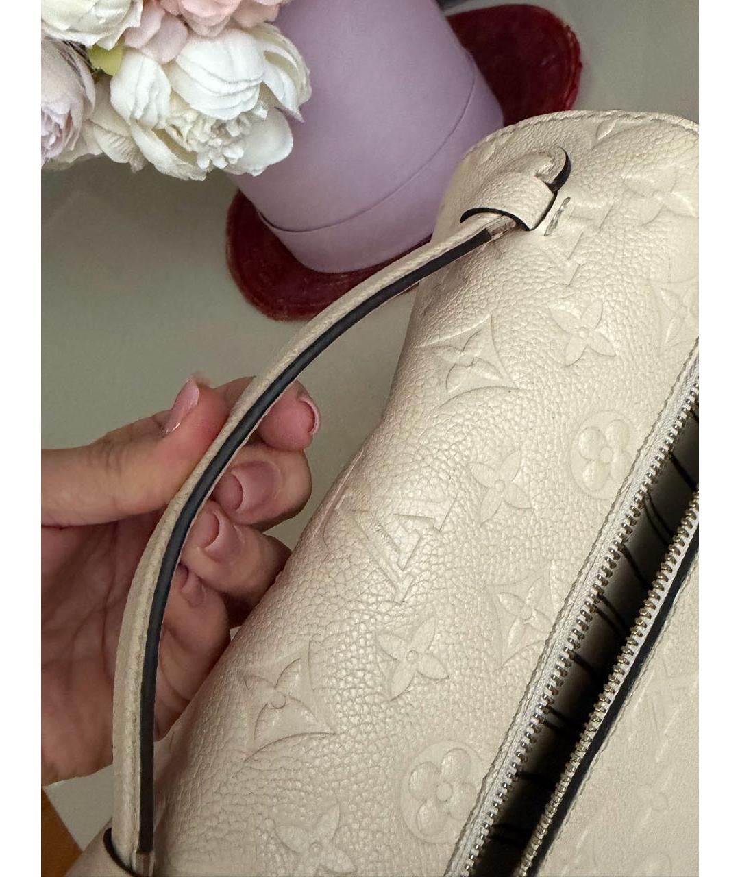 LOUIS VUITTON Бежевая кожаная сумка через плечо, фото 8