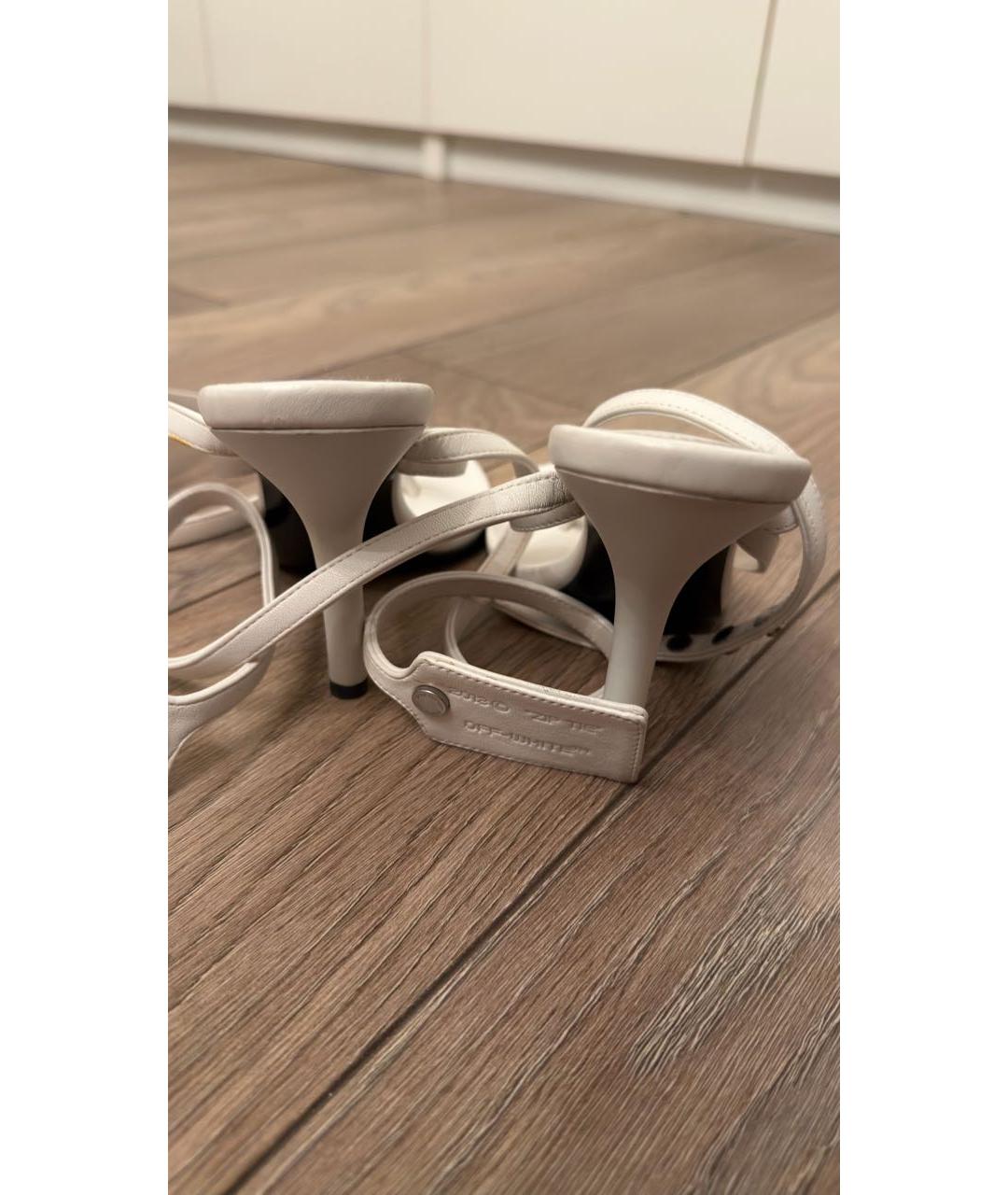 OFF-WHITE Белые кожаные босоножки, фото 4