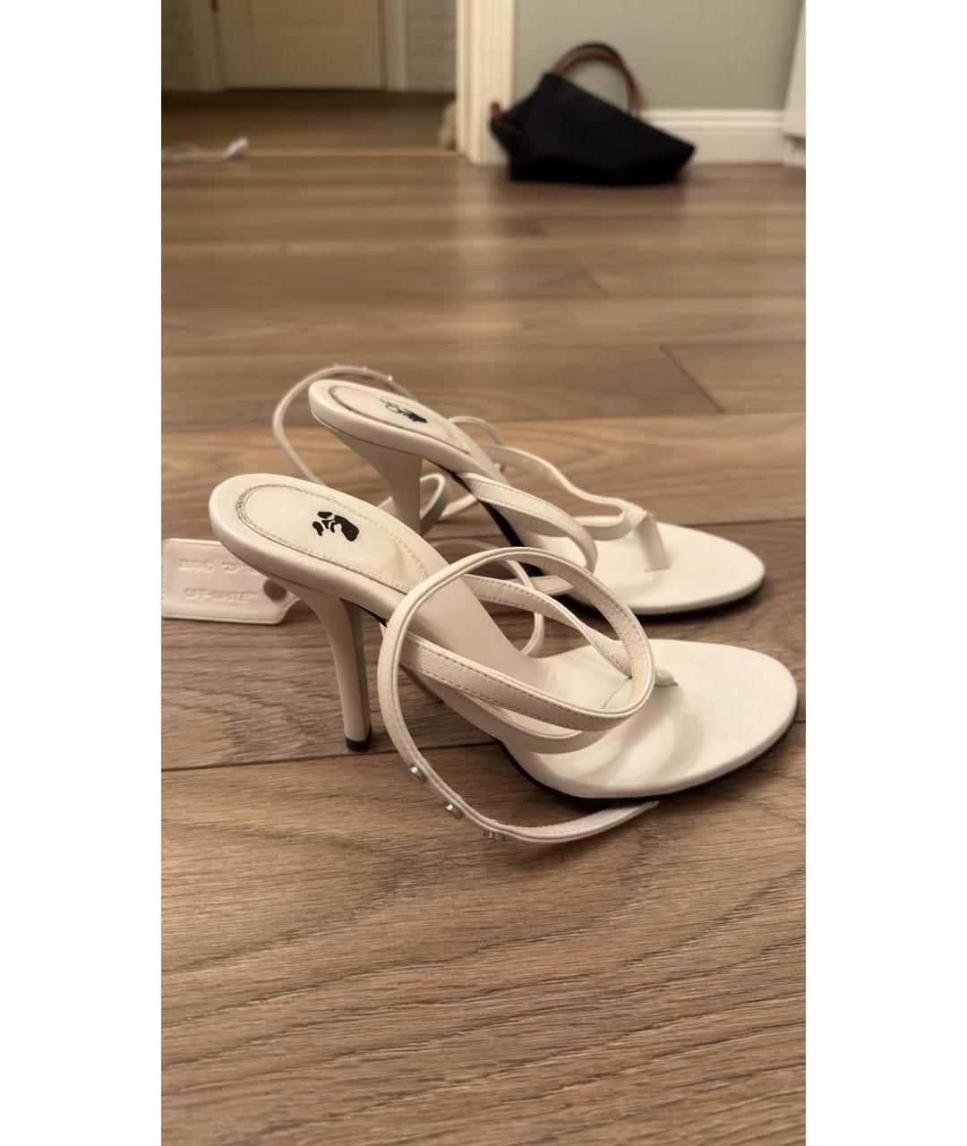 OFF-WHITE Белые кожаные босоножки, фото 6