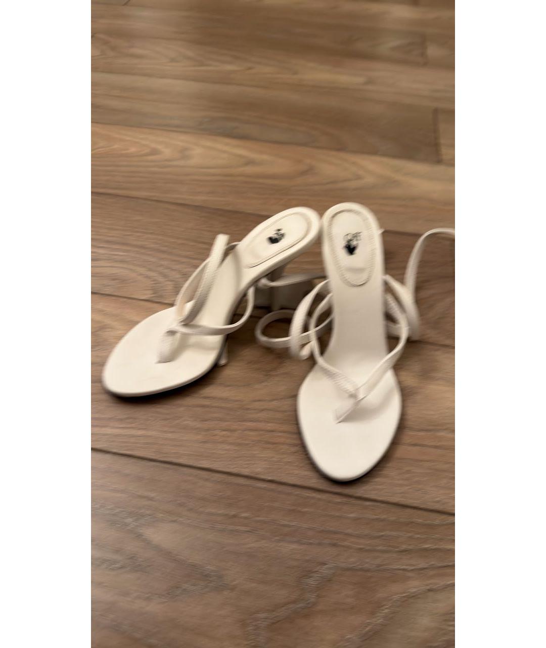OFF-WHITE Белые кожаные босоножки, фото 7
