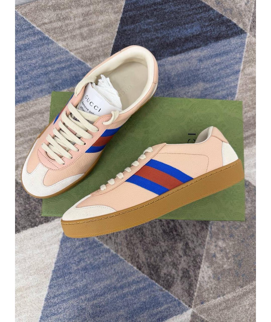 GUCCI Коралловые кожаные кеды, фото 3