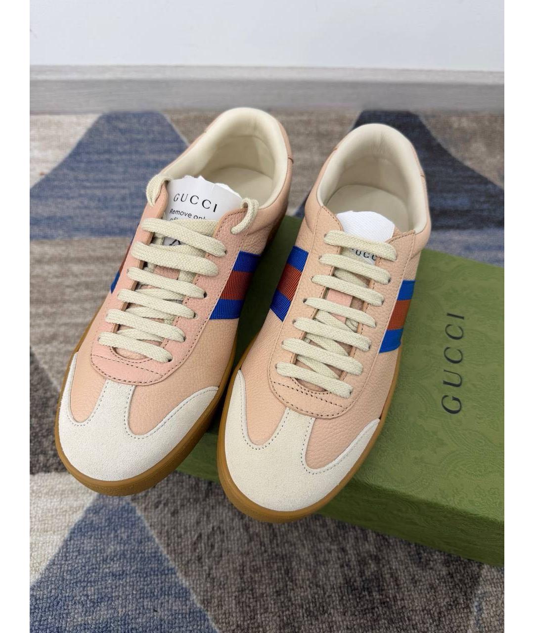 GUCCI Коралловые кожаные кеды, фото 2