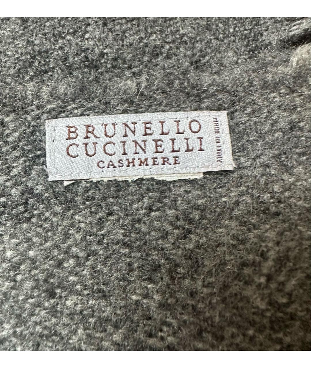 BRUNELLO CUCINELLI Серый кашемировый шарф, фото 2