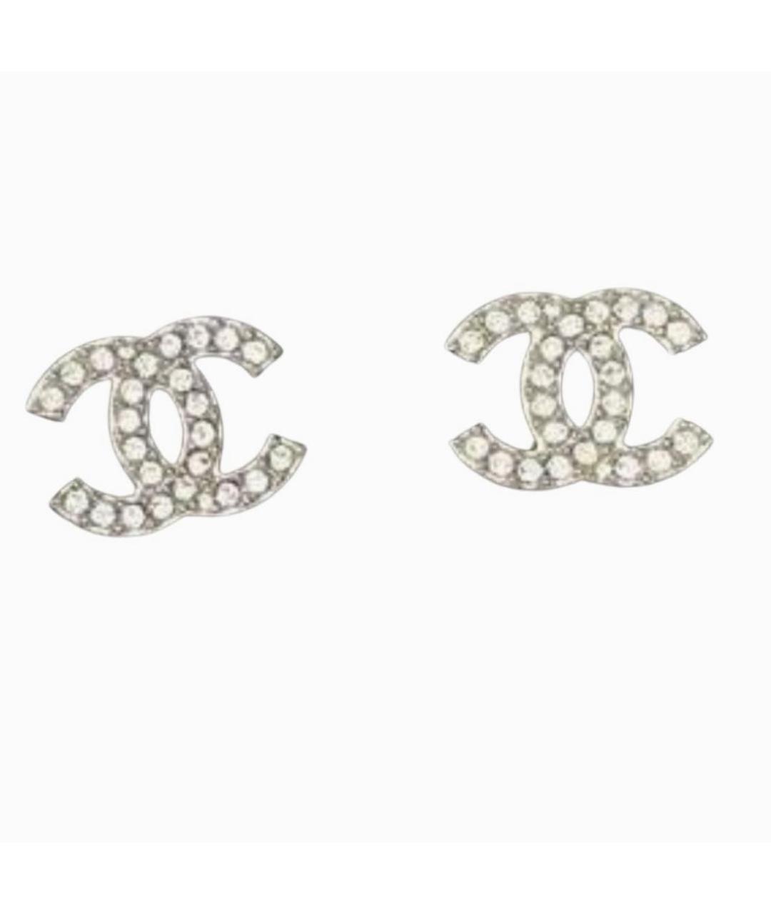CHANEL Белые металлические серьги, фото 1