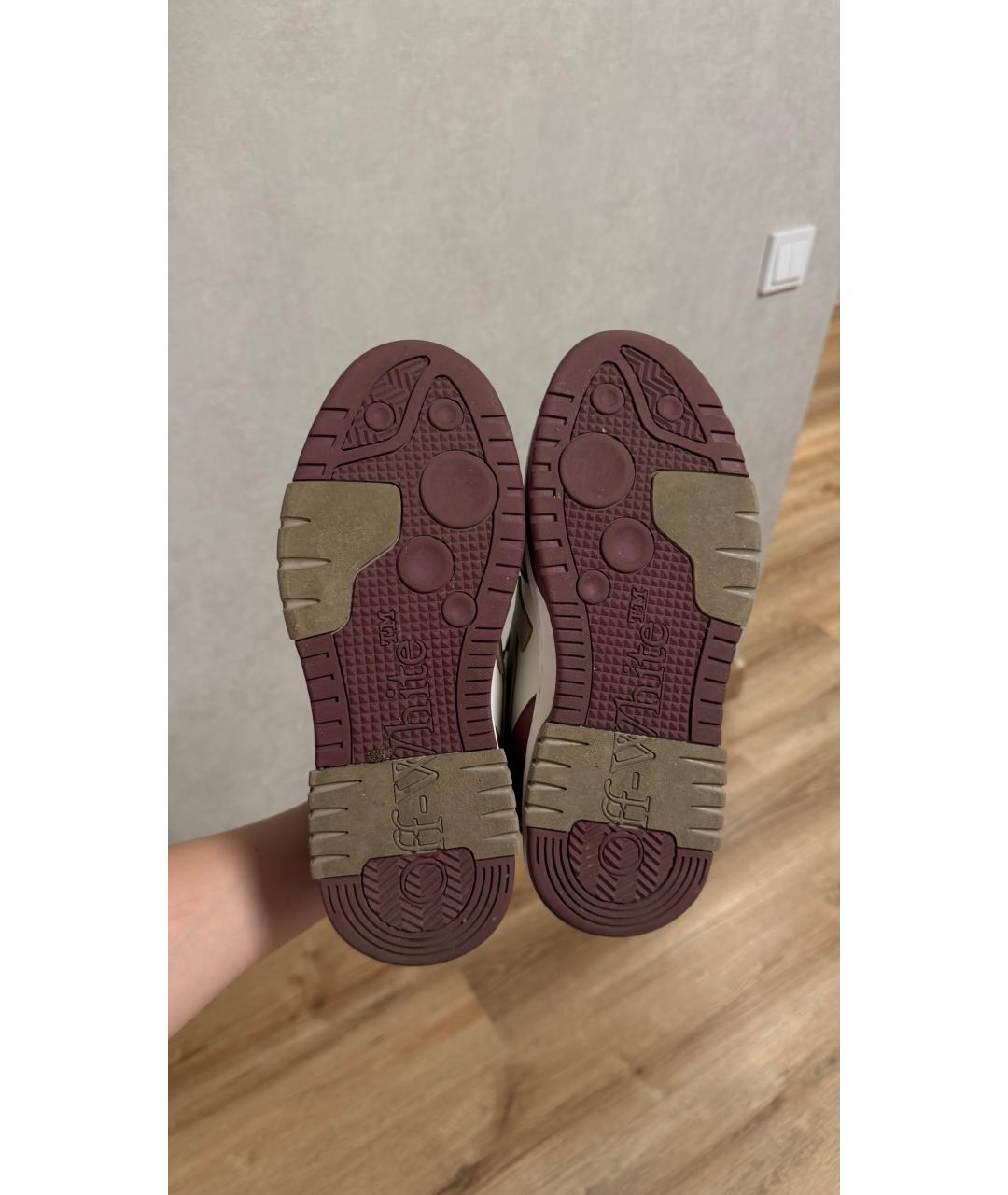 OFF-WHITE Бордовые кожаные кеды, фото 6