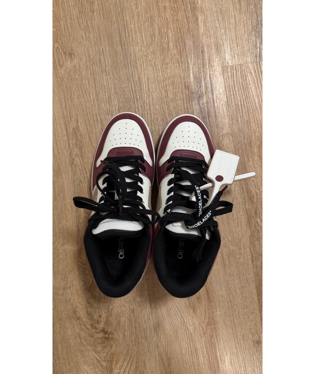 OFF-WHITE Бордовые кожаные кеды, фото 4