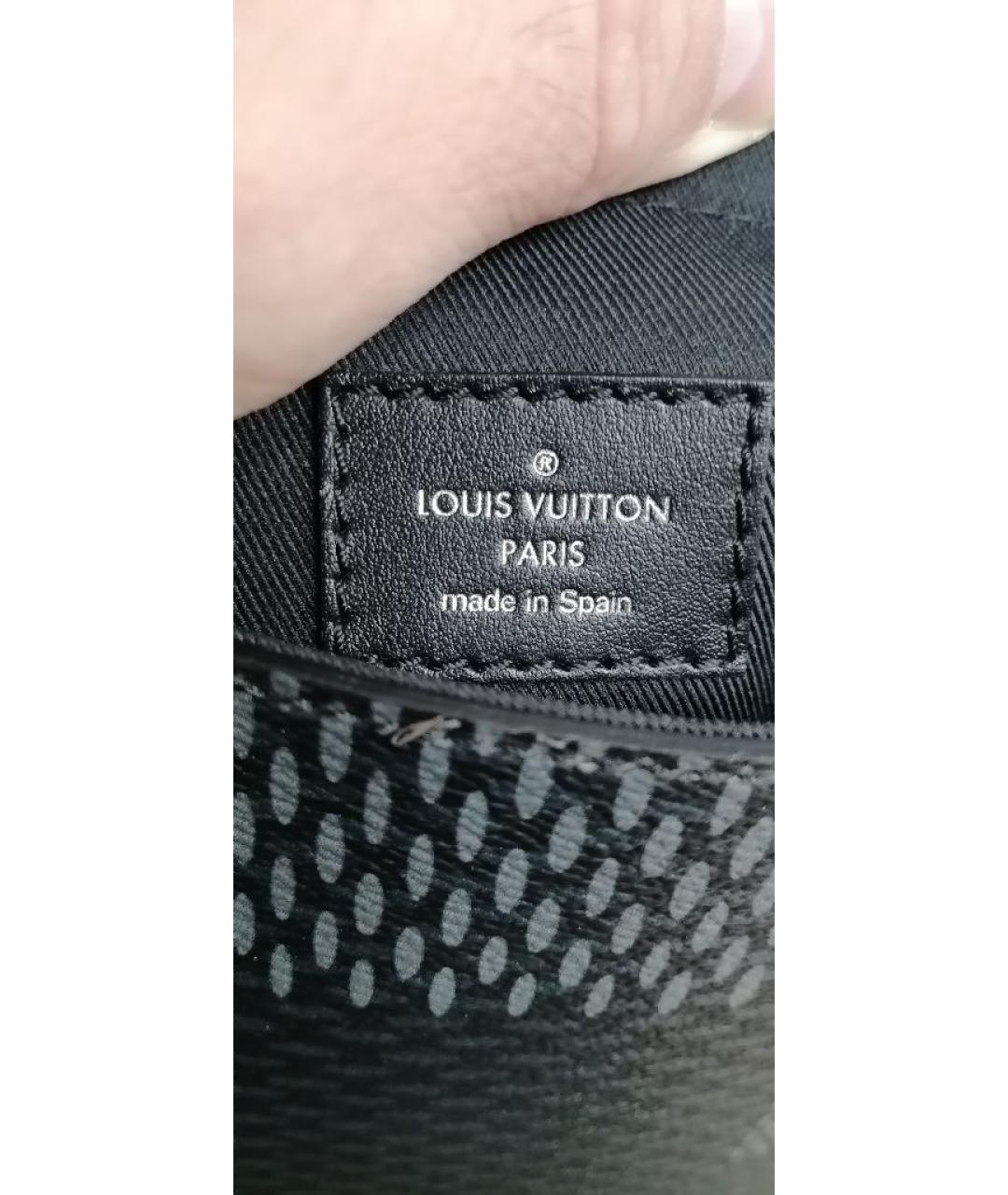 LOUIS VUITTON Антрацитовая сумка на плечо из канвы, фото 4