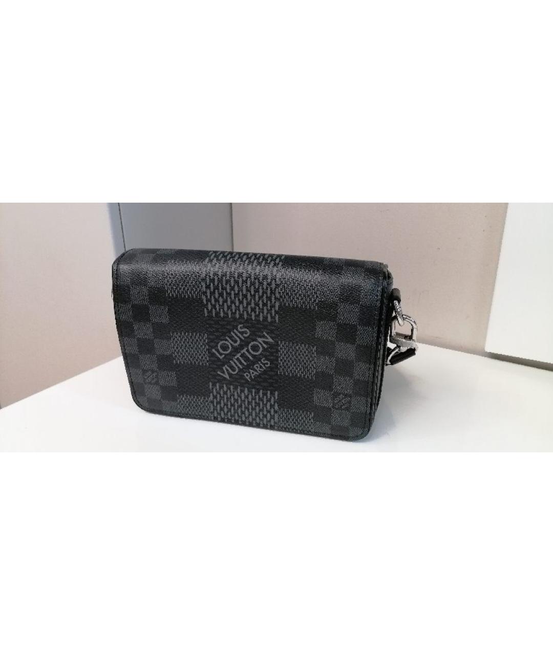 LOUIS VUITTON Антрацитовая сумка на плечо из канвы, фото 9