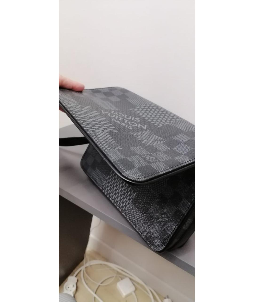 LOUIS VUITTON Антрацитовая сумка на плечо из канвы, фото 8
