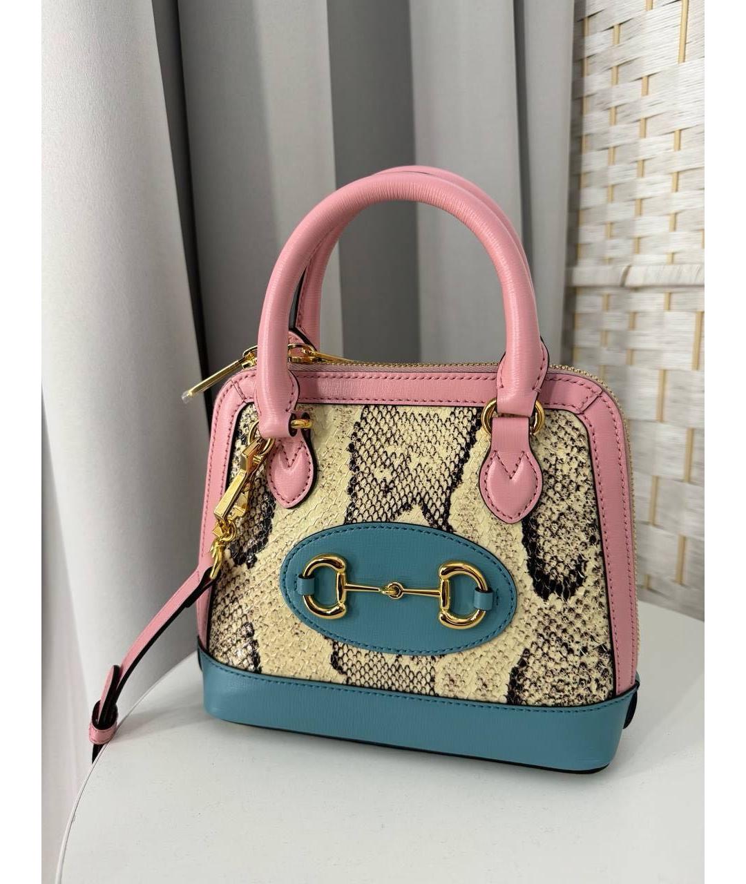 GUCCI Мульти сумка с короткими ручками из кожи питона, фото 6