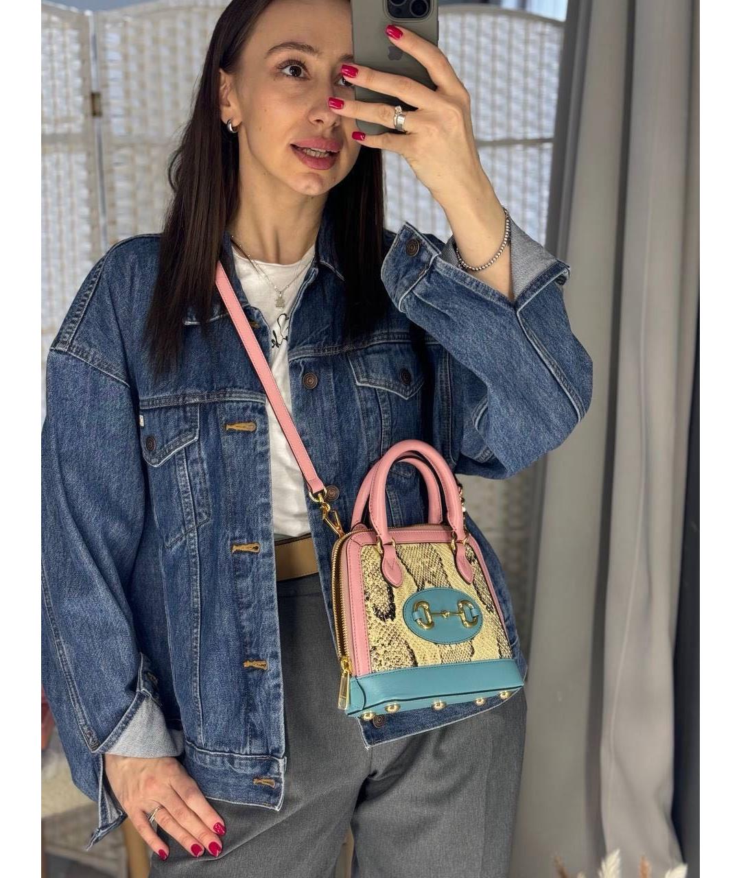 GUCCI Мульти сумка с короткими ручками из кожи питона, фото 2