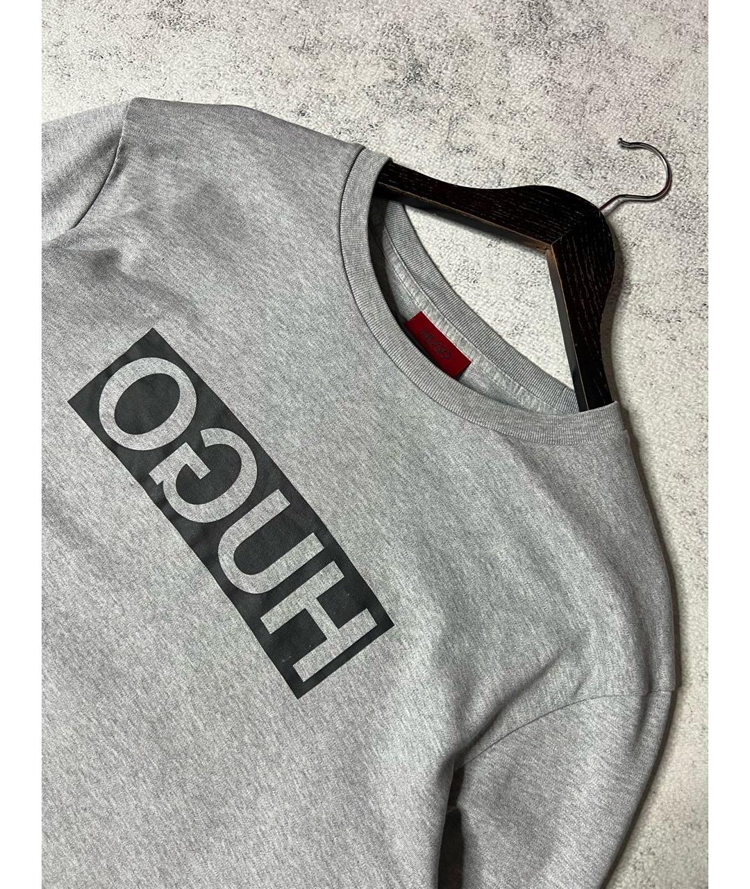 HUGO BOSS Серый хлопковый джемпер / свитер, фото 3