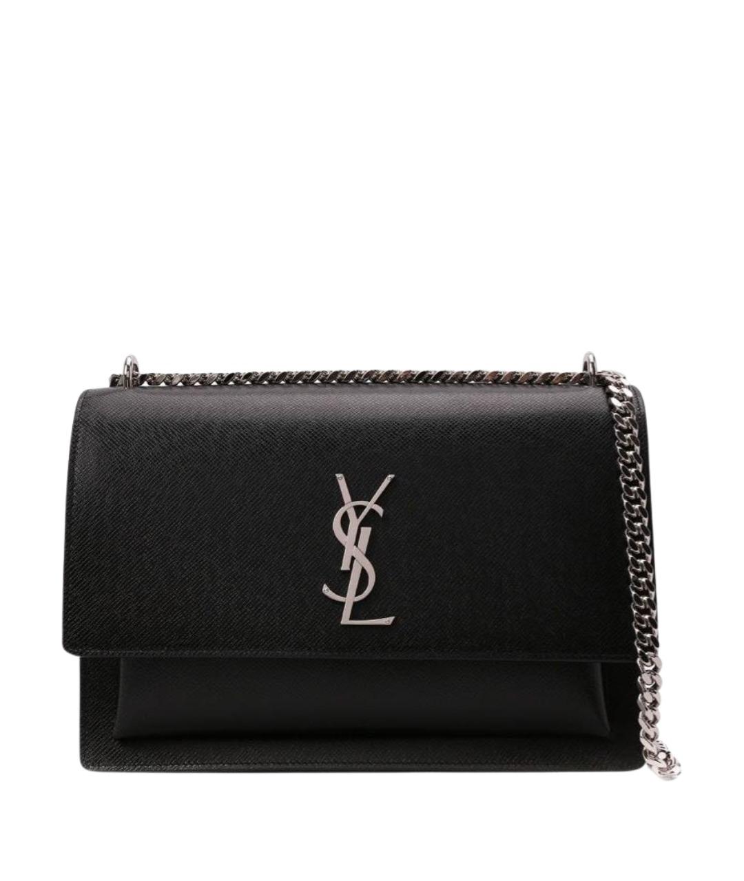 SAINT LAURENT Черная кожаная сумка через плечо, фото 1