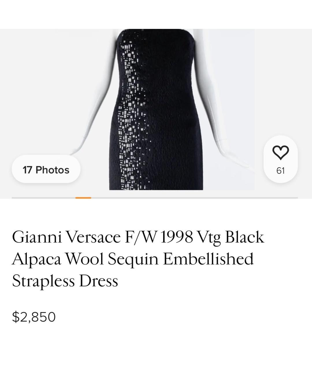 VERSACE Черное шерстяное вечернее платье, фото 8