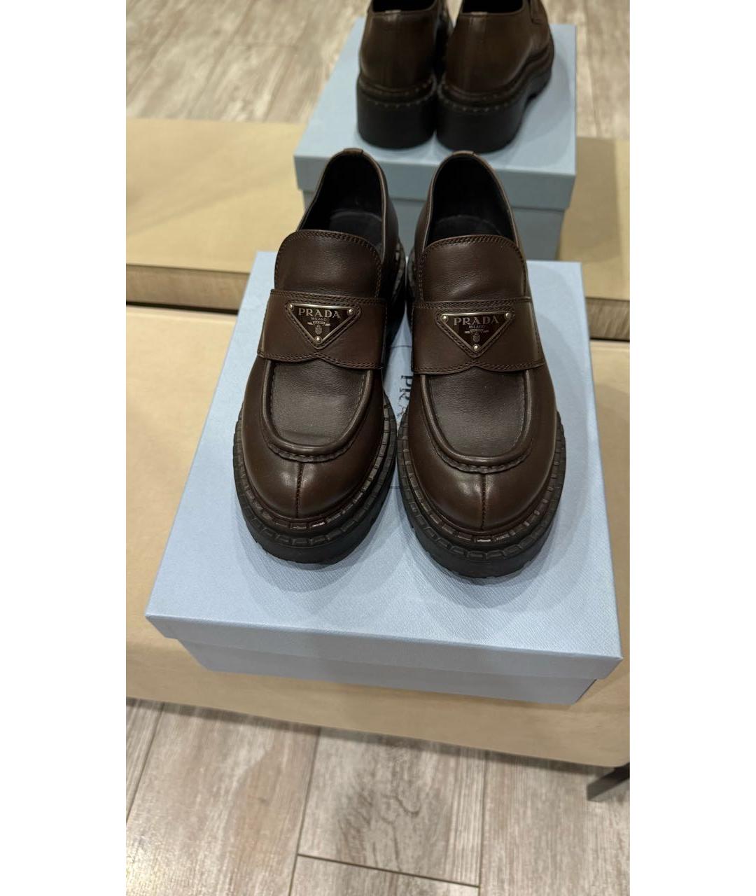 PRADA Коричневые кожаные лоферы, фото 2