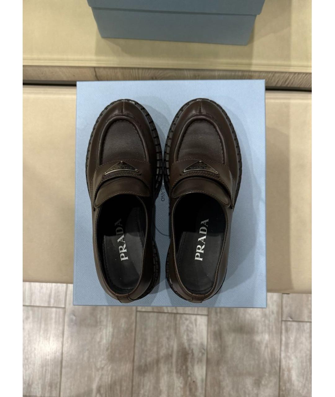 PRADA Коричневые кожаные лоферы, фото 3