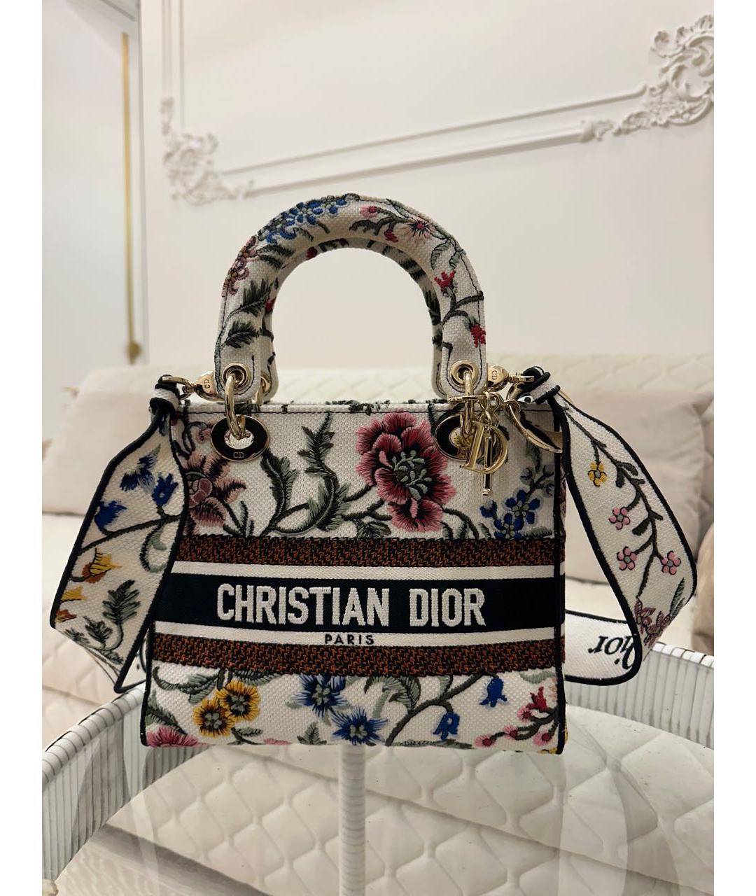 CHRISTIAN DIOR Бежевая жаккардовая сумка с короткими ручками, фото 9