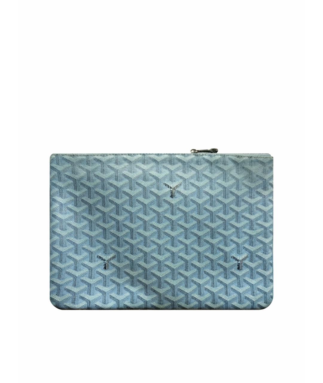 GOYARD Бирюзовая папка для документов из канвы, фото 1