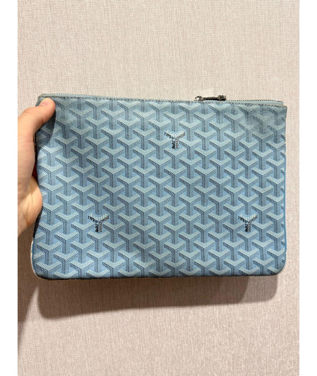 GOYARD Бирюзовая папка для документов из канвы, фото 9