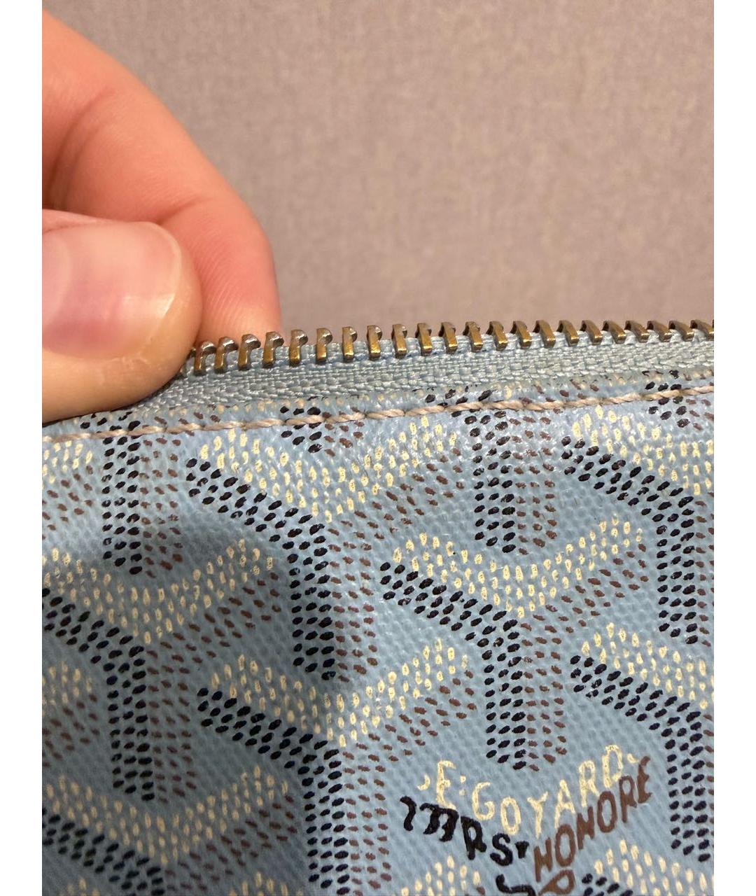 GOYARD Бирюзовая папка для документов из канвы, фото 2