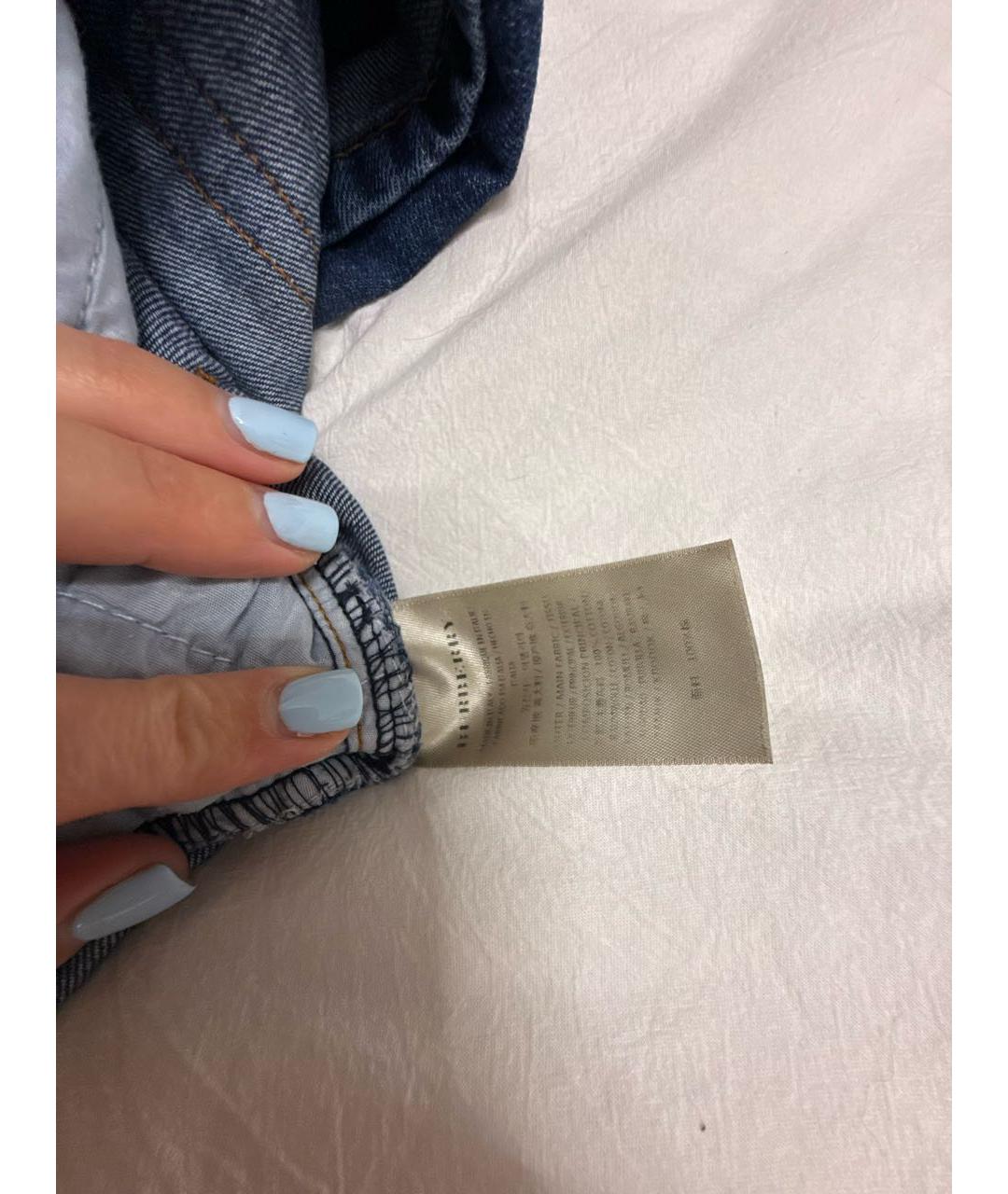 BURBERRY Темно-синяя деним юбка мини, фото 4