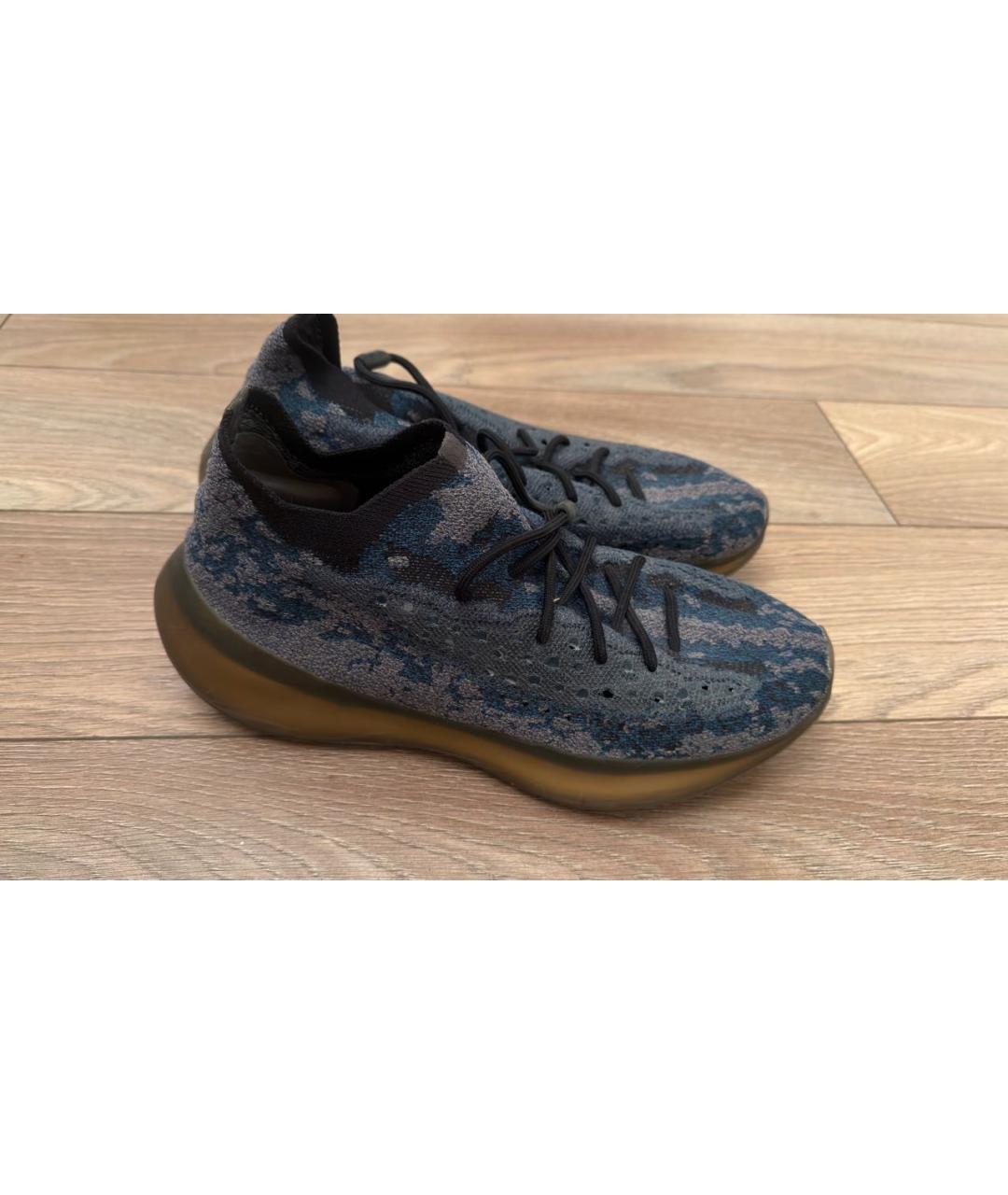 ADIDAS YEEZY Темно-синие текстильные низкие кроссовки / кеды, фото 8