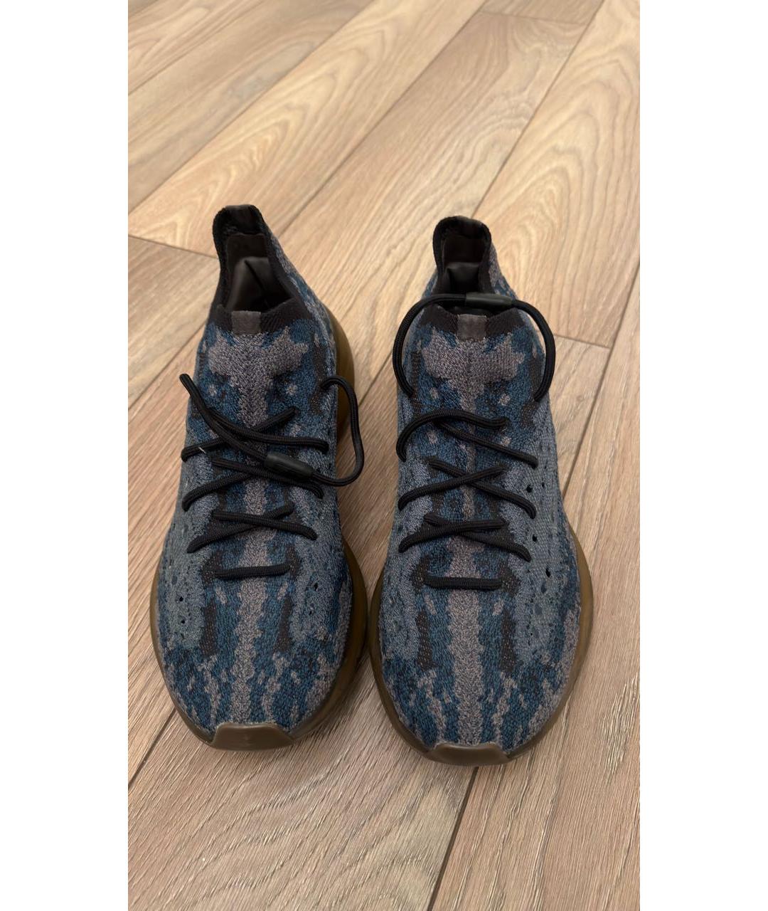 ADIDAS YEEZY Темно-синие текстильные низкие кроссовки / кеды, фото 7