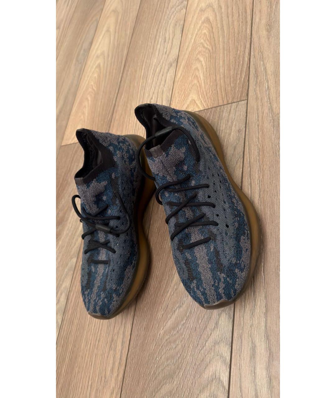 ADIDAS YEEZY Темно-синие текстильные низкие кроссовки / кеды, фото 5