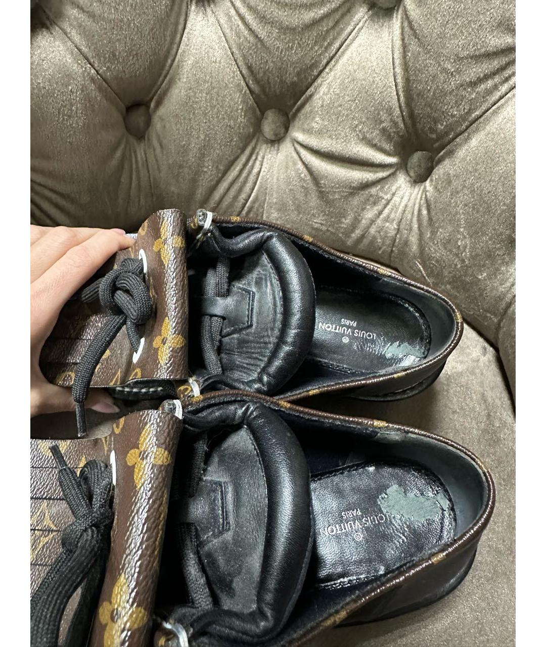 LOUIS VUITTON Черные кожаные брогги и оксфорды, фото 3