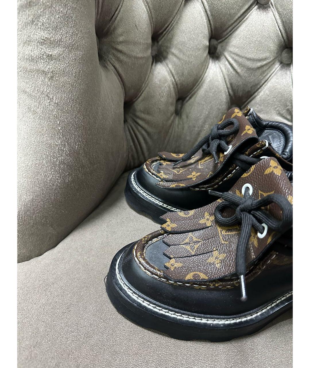 LOUIS VUITTON Черные кожаные брогги и оксфорды, фото 2