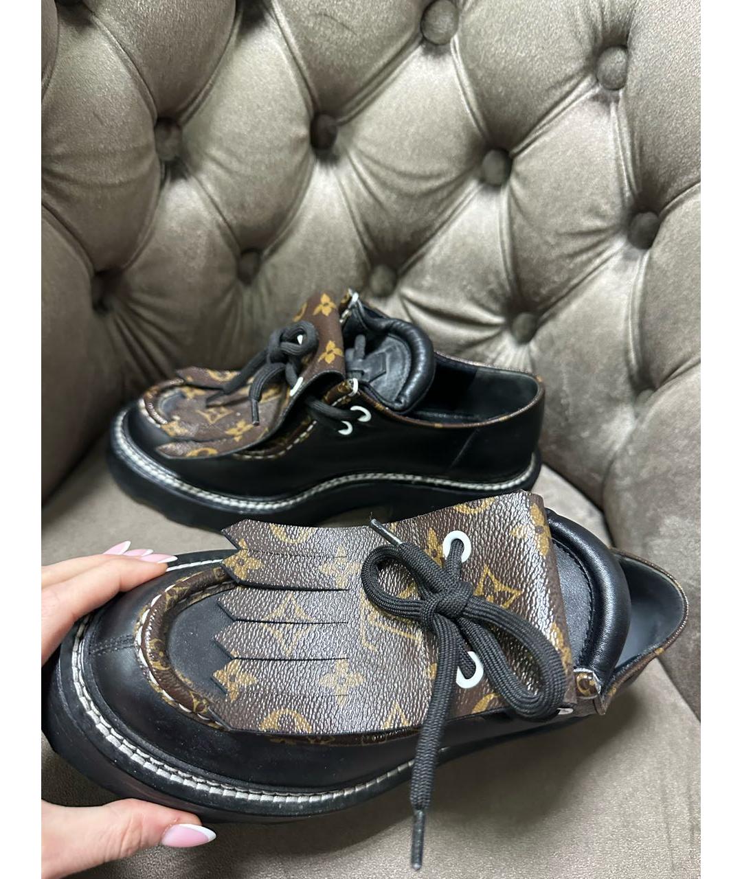 LOUIS VUITTON Черные кожаные брогги и оксфорды, фото 4