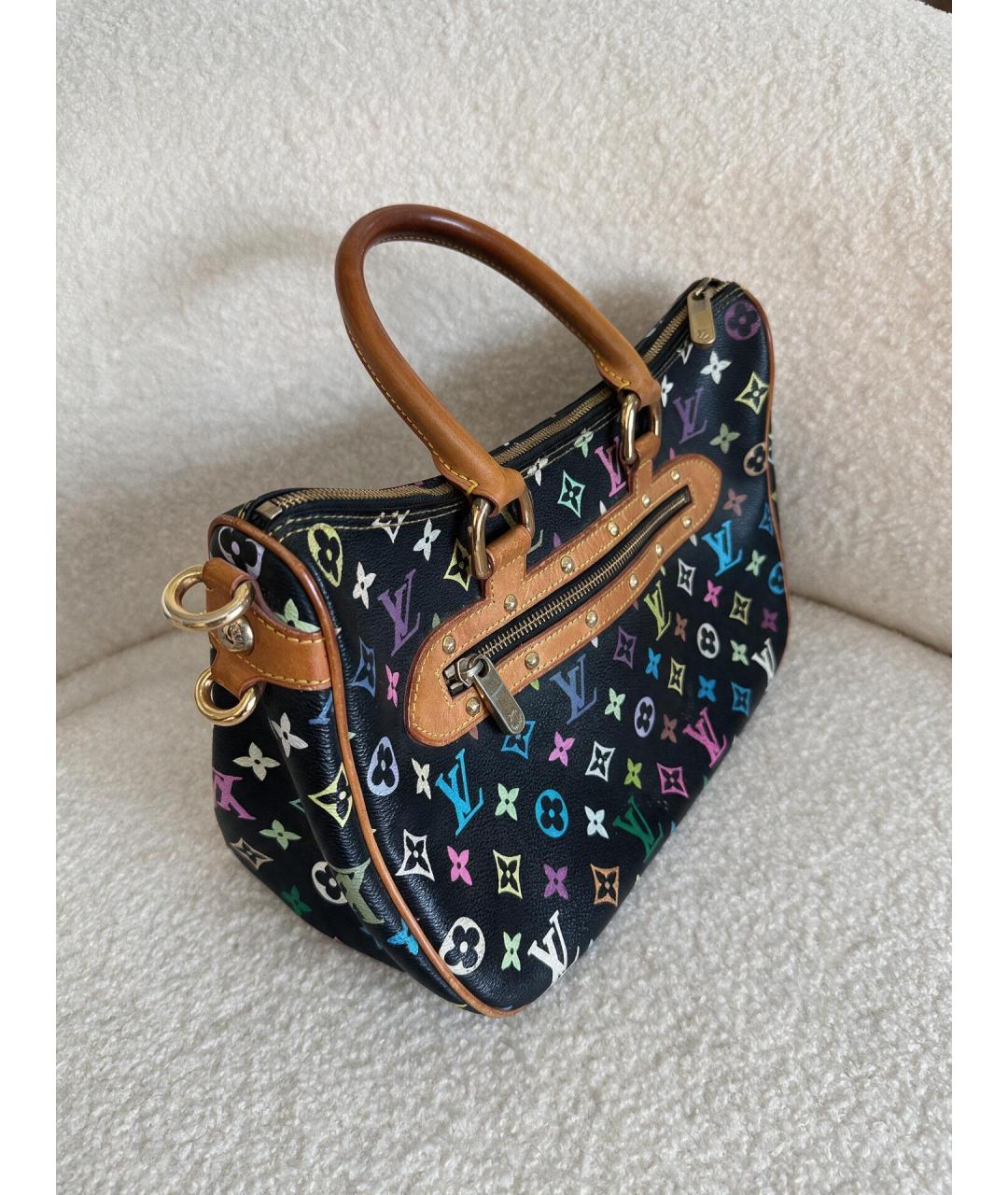 LOUIS VUITTON Черная сумка через плечо из канвы, фото 5