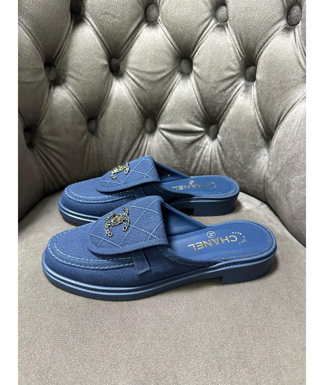CHANEL Голубые мюли, фото 6