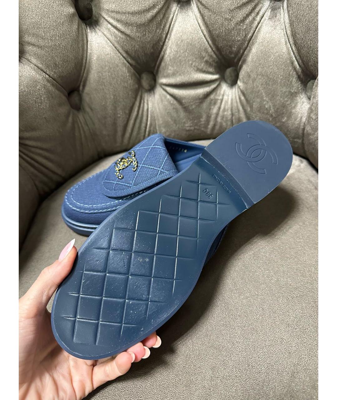 CHANEL Голубые мюли, фото 4
