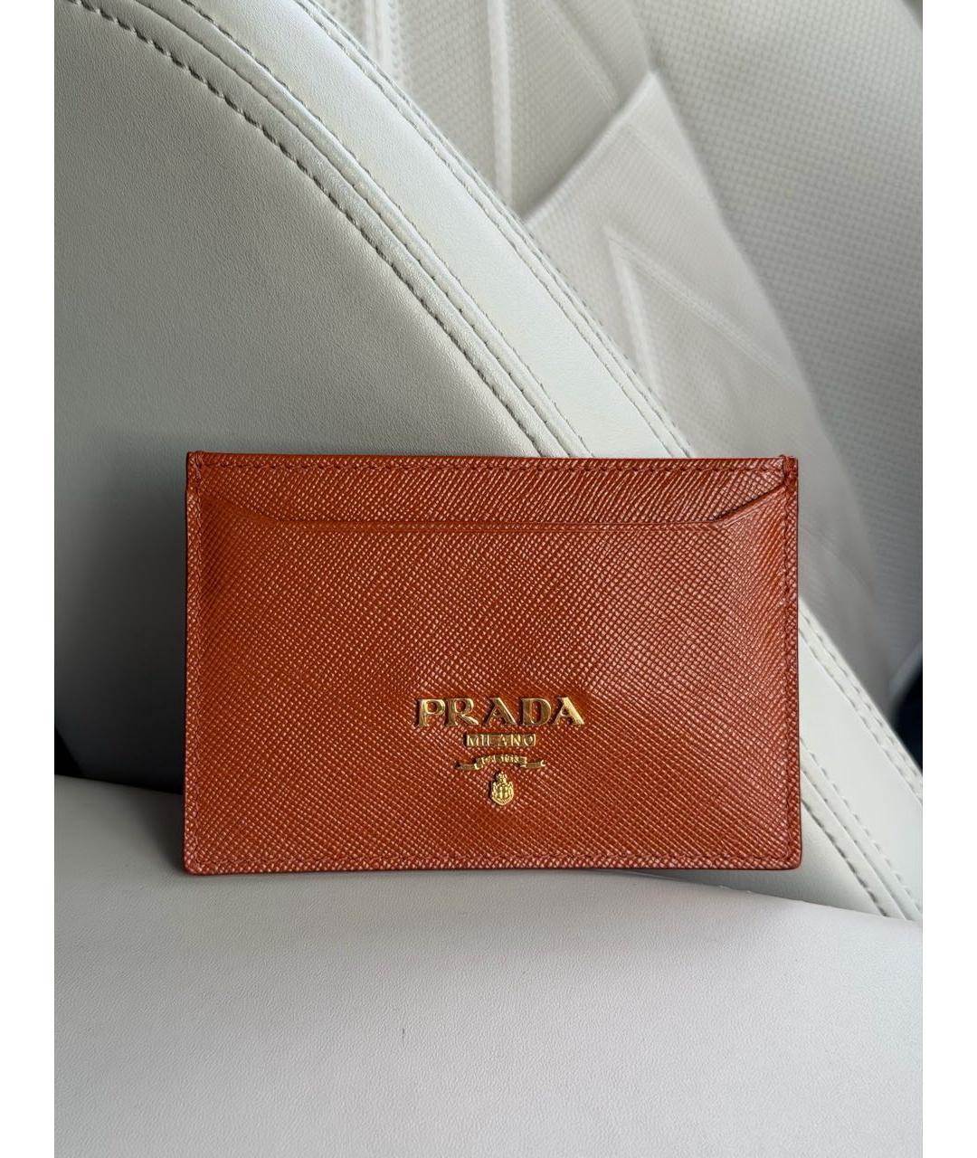 PRADA Оранжевый кожаный кардхолдер, фото 8