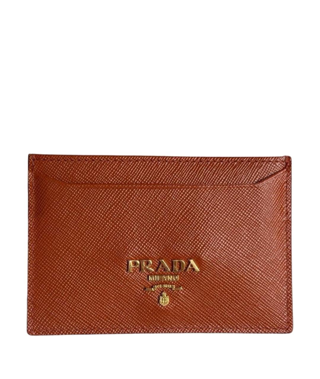 PRADA Оранжевый кожаный кардхолдер, фото 1