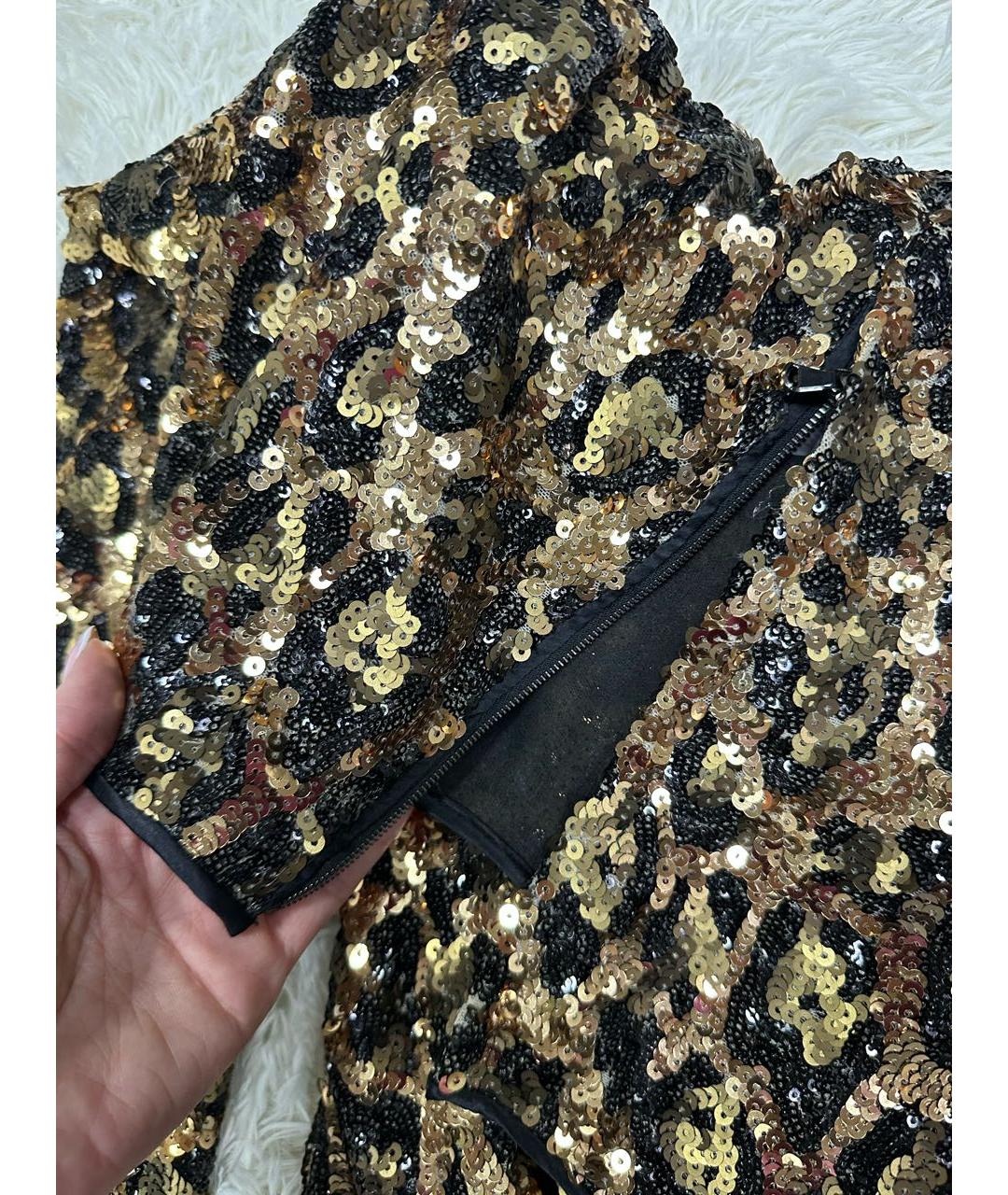 DOLCE&GABBANA Золотое полиэстеровое коктейльное платье, фото 6