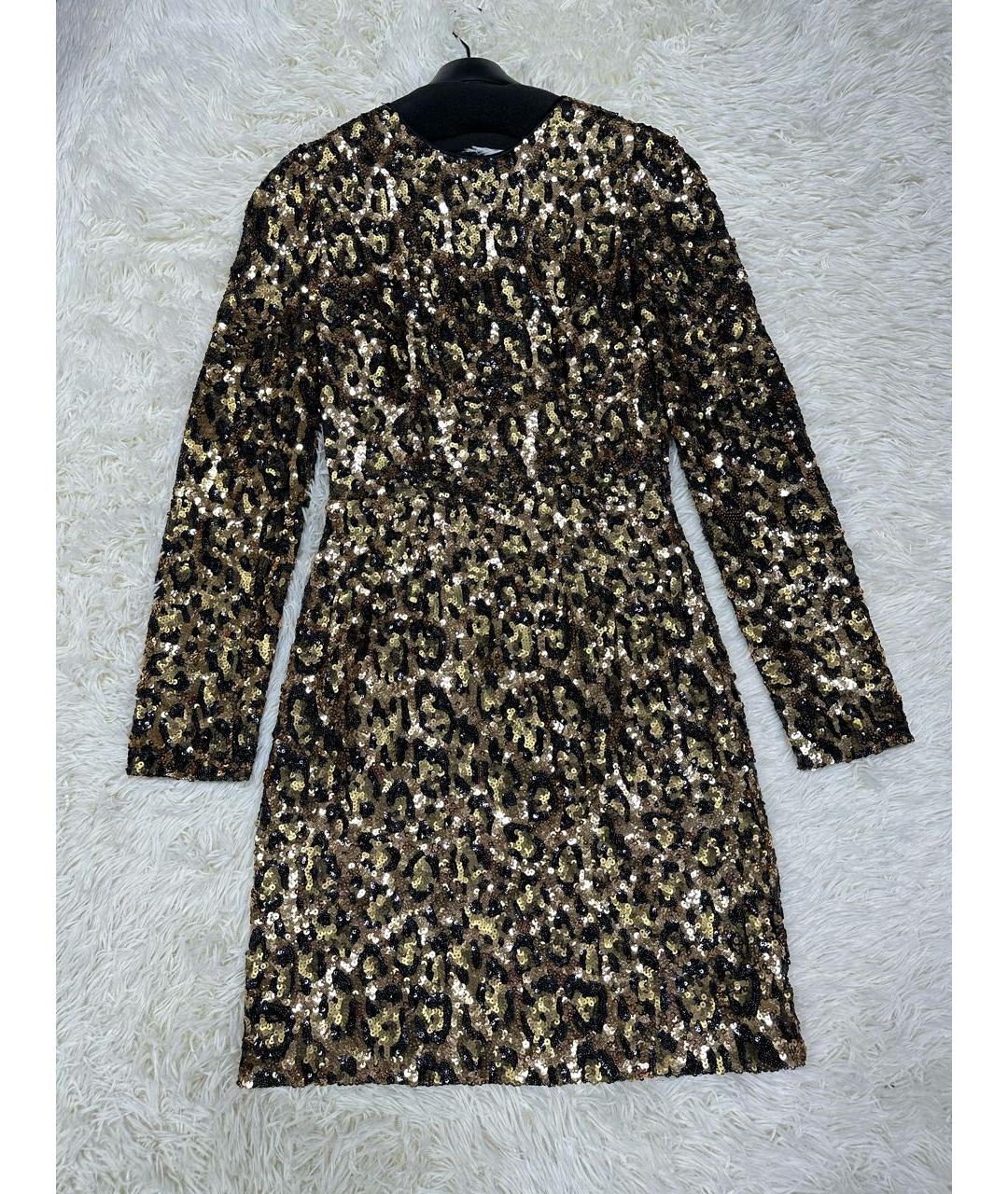 DOLCE&GABBANA Золотое полиэстеровое коктейльное платье, фото 2