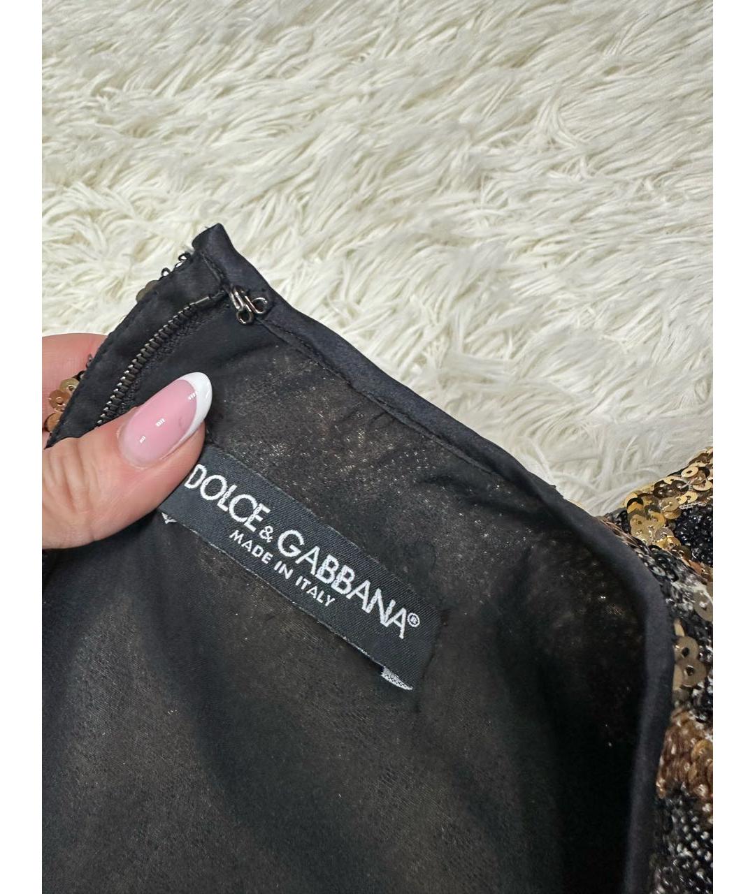 DOLCE&GABBANA Золотое полиэстеровое коктейльное платье, фото 4
