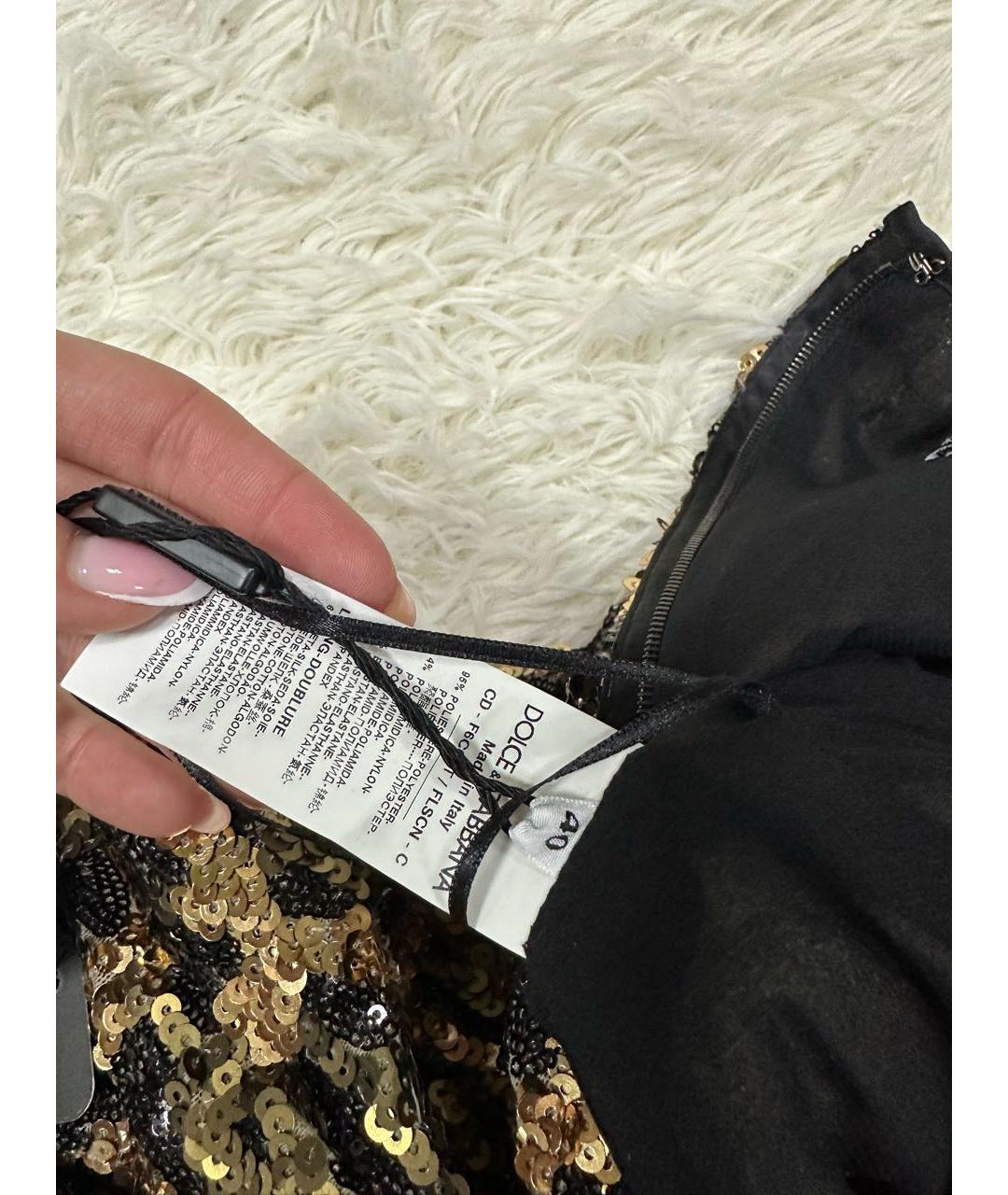 DOLCE&GABBANA Золотое полиэстеровое коктейльное платье, фото 8