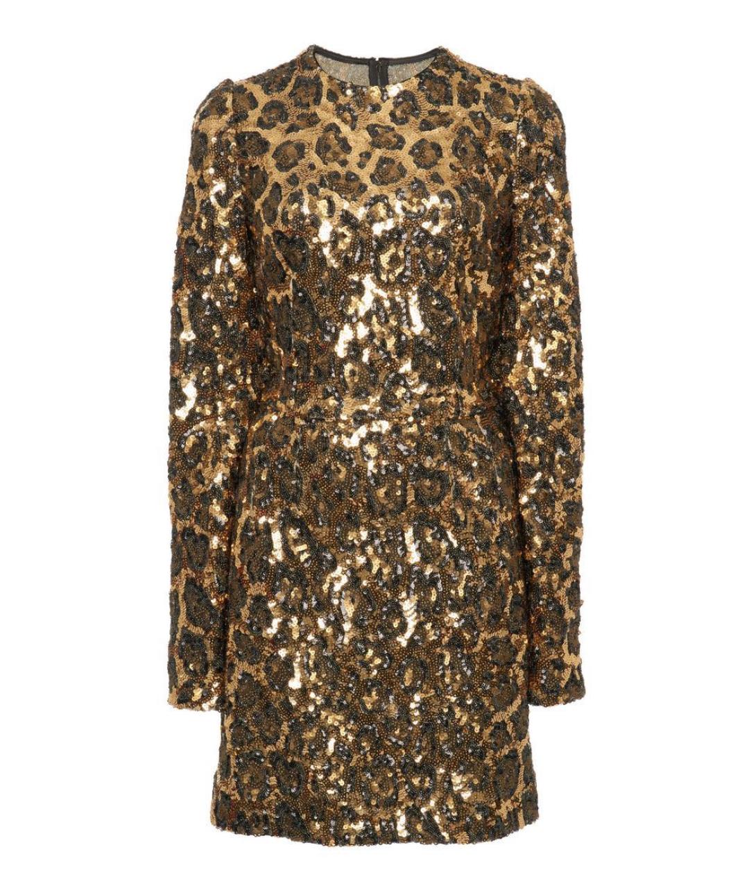 DOLCE&GABBANA Золотое полиэстеровое коктейльное платье, фото 1