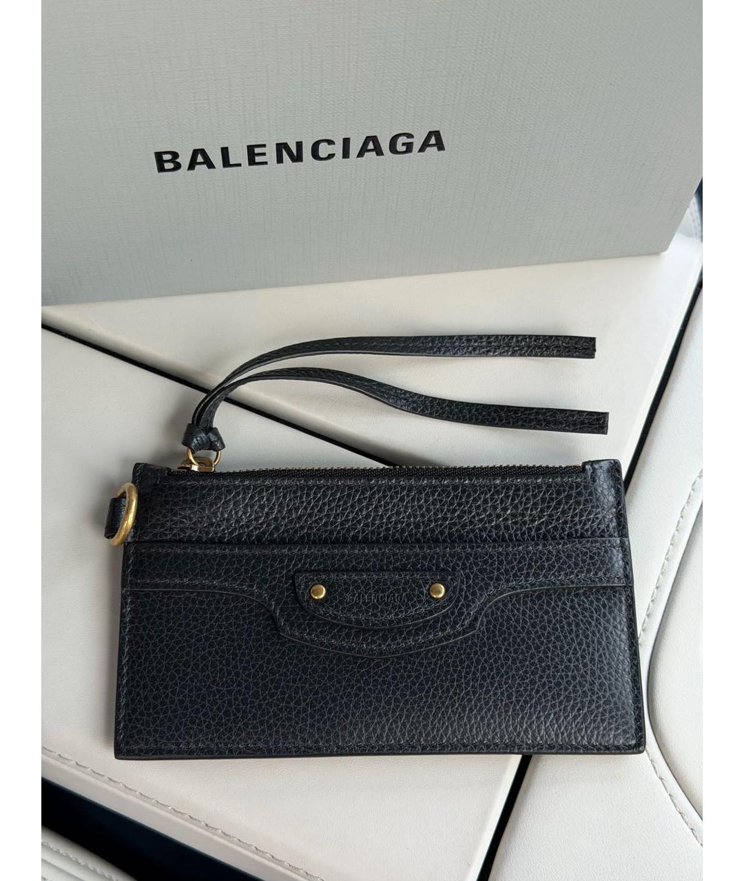 BALENCIAGA Черный кожаный кардхолдер, фото 9