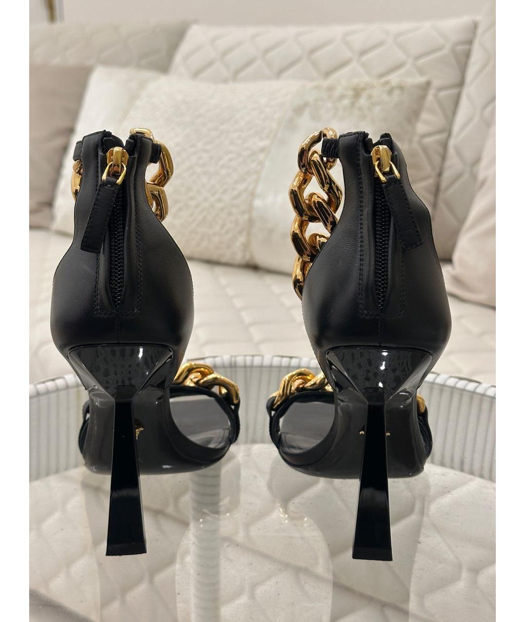 VERSACE Черные кожаные босоножки, фото 3