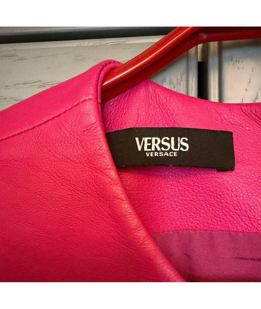 VERSUS VERSACE Розовое кожаное коктейльное платье, фото 5