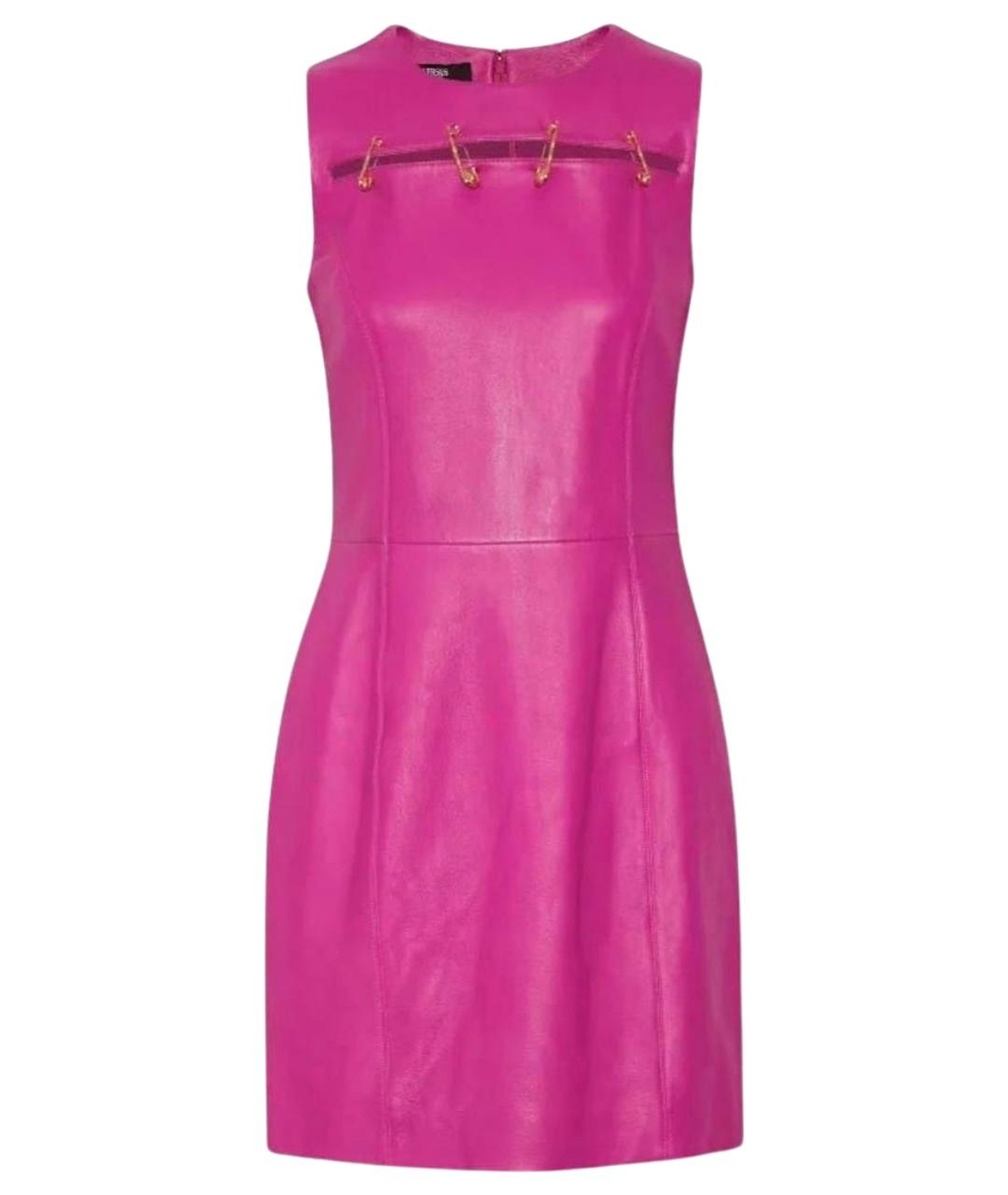 VERSUS VERSACE Розовое кожаное коктейльное платье, фото 1