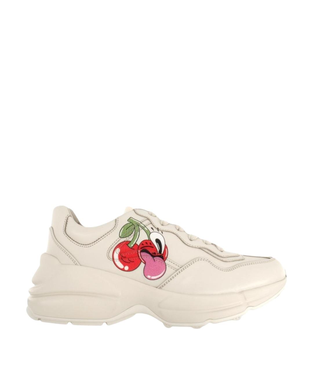 GUCCI Белые кожаные кроссовки, фото 1