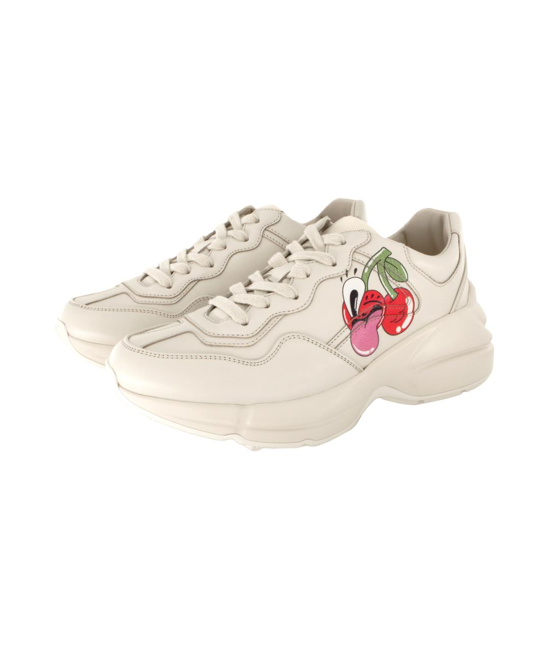 GUCCI Белые кожаные кроссовки, фото 3